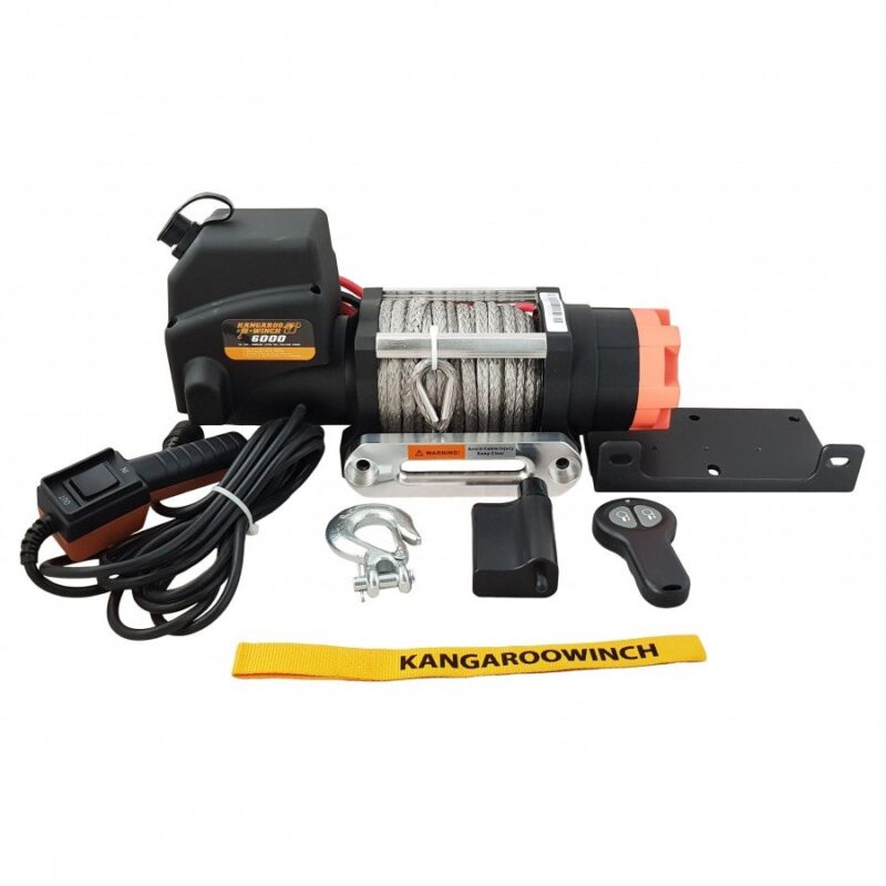 Wyciągarka elektryczna Kangaroowinch K6000E 12V z liną syntetyczną i sterowaniem bezprzewodowym