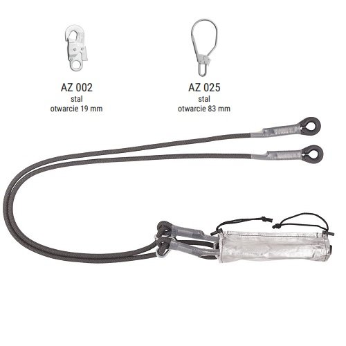 ABM/2LB200 FLR - Amortyzator bezpieczeństwa z regulowaną linką odporny na działanie czynników gorących i zatrzaśnikami AZ002, AZ025, AZ025