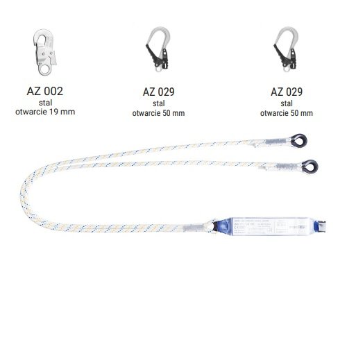 AW170/LB102 - Amortyzator bezpieczeństwa z podwójną linką i zatrzaśnikami AZ002, AZ029, AZ029