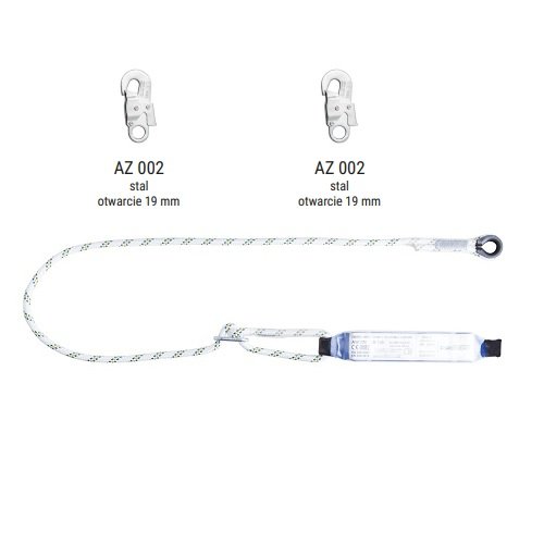AW170/LB100 - Amortyzator bezpieczeństwa z linką regulowaną i zatrzaśnikami AZ002, AZ002