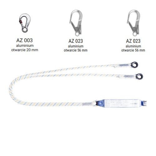 AW170/LB102 - Amortyzator bezpieczeństwa z podwójną linką i zatrzaśnikami AZ003, AZ023, AZ023
