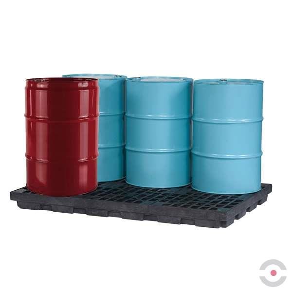 Paleta (wanna) wychwytowa, polietylenowa LOW, Eco 100%, platforma robocza, 6 beczek, czarny, EU