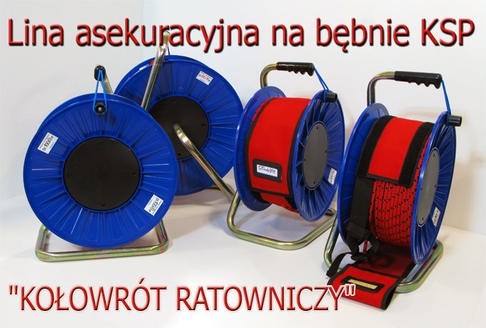 Lina asekuracyjna na bębnie KSP „KOŁOWRÓT RATOWNICZY”