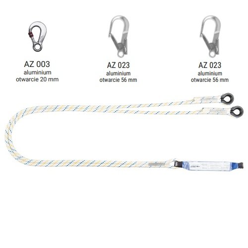 ABM/LB102 - Amortyzator bezpieczeństwa z podwójną linką i zatrzaśnikami AZ003, AZ023, AZ023