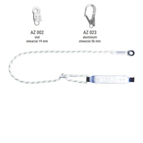 AW170/LB100 - Amortyzator bezpieczeństwa z linką regulowaną i zatrzaśnikami AZ002, AZ023