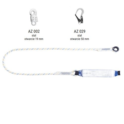 AW170/LB101 - Amortyzator bezpieczeństwa z linką i zatrzaśnikami AZ002, AZ029