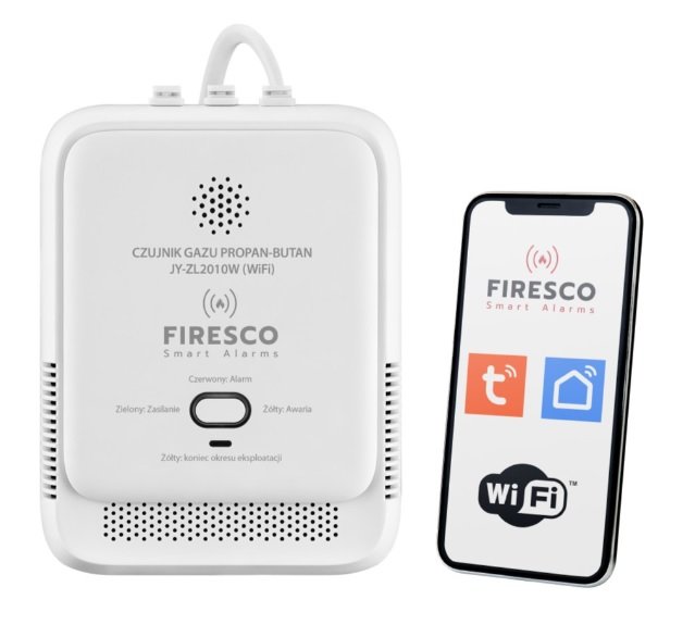 Czujnik gazu LPG Propan-Butan Firesco JY-ZL2010W z WiFi aplikacja Tuya -5 LAT
