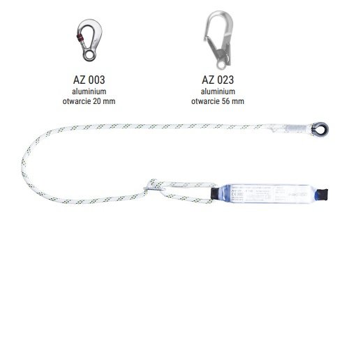 AW170/LB100 - Amortyzator bezpieczeństwa z linką regulowaną i zatrzaśnikami AZ003, AZ023