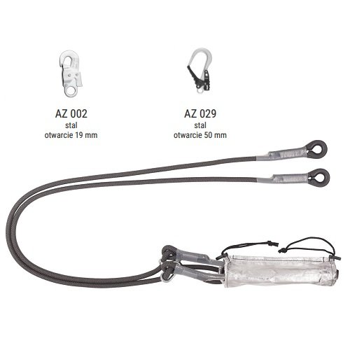 ABM/2LB200 FLR - Amortyzator bezpieczeństwa z regulowaną linką odporny na działanie czynników gorących i zatrzaśnikami AZ002, AZ029, AZ029