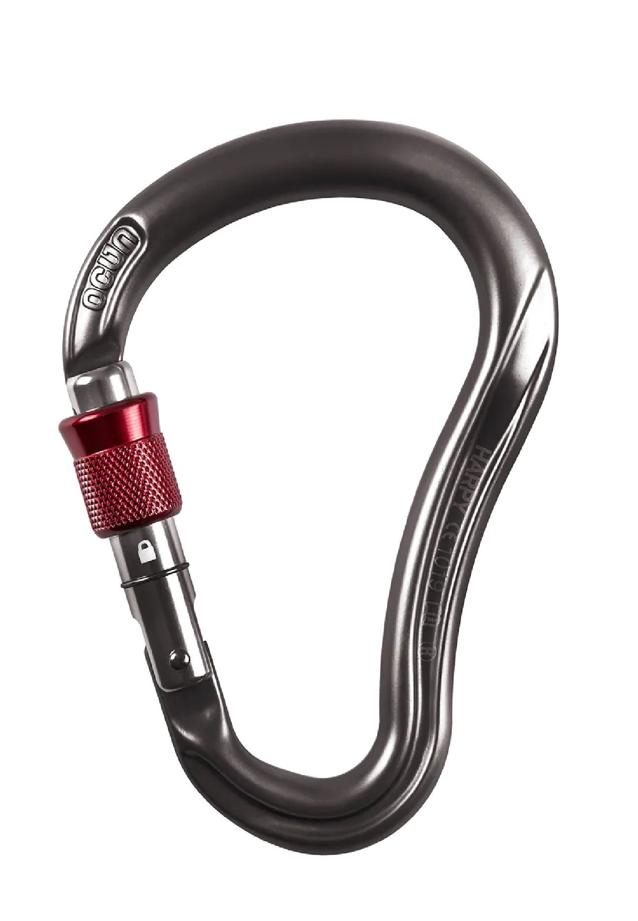 Karabinek zatrzaśnik karabińczyk Ocun HARPY HMS SCREW anthracite/red