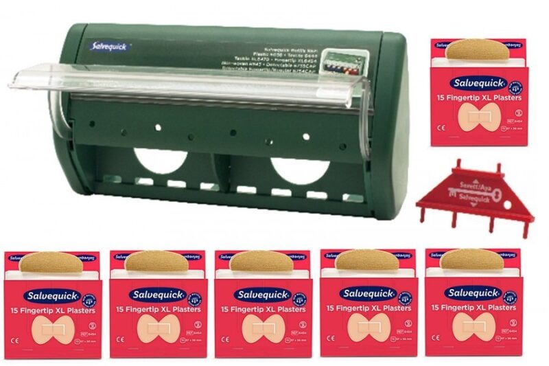 6 wkładów plastrów opuszkowych Salvequick Cederroth REF 6454 + Automat do plastrów REF 490710 GRATIS !