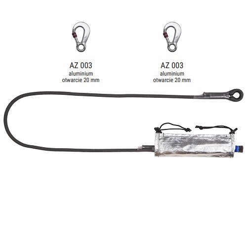 ABM/LB201 FLR - Amortyzator bezpieczeństwa z linką, odporny na działanie czynników gorący z zatrzaśnikami AZ003, AZ003