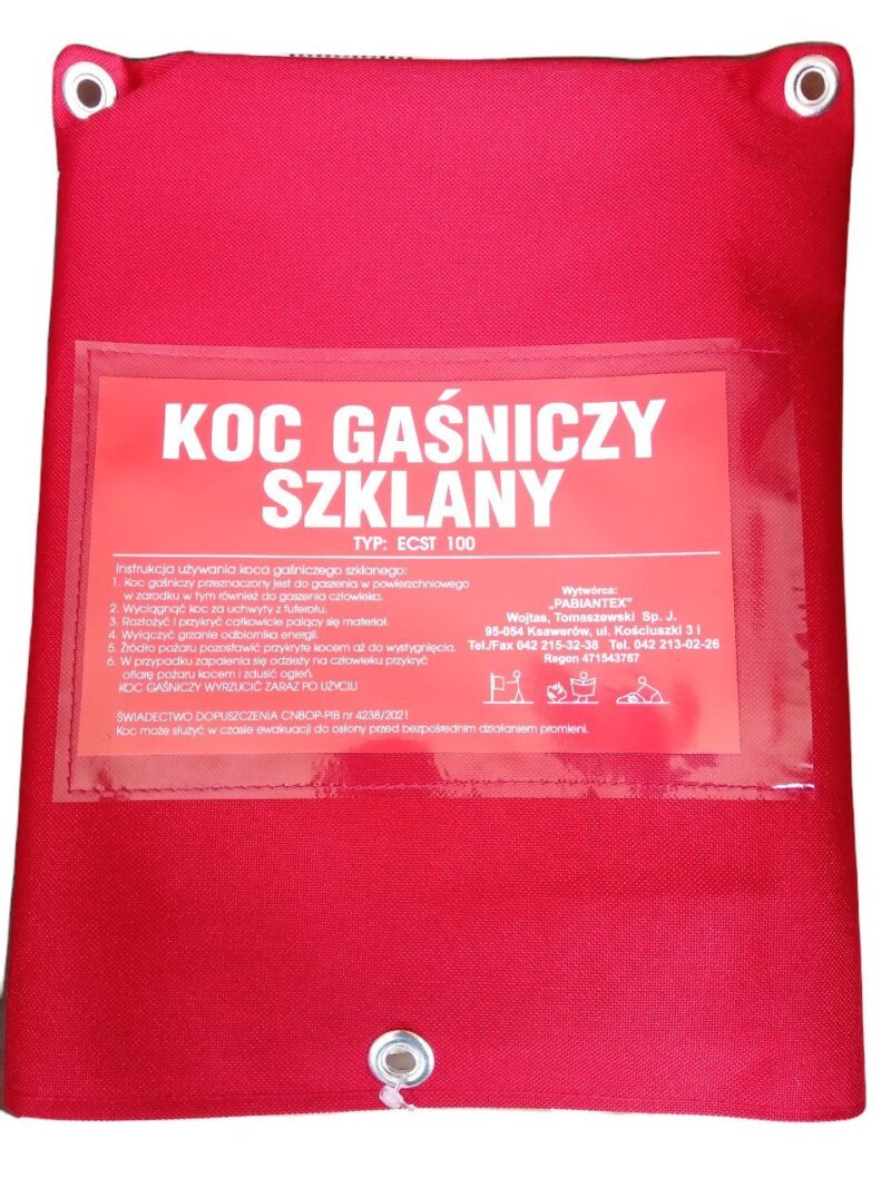 Koc gaśniczy szklany 120x180 cm ECTS 100 certyfikat CNBOP