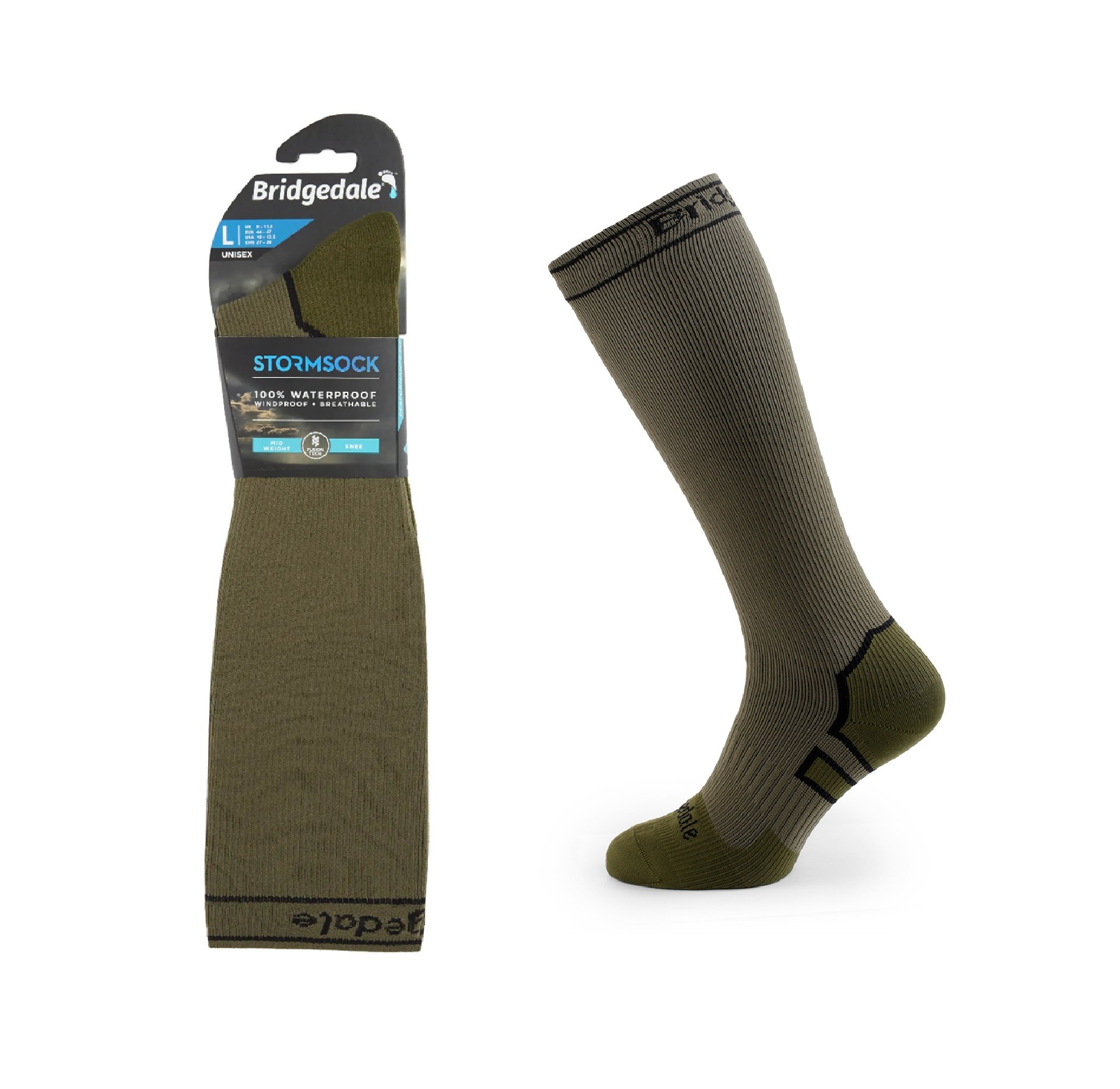 Skarpety Bridgedale STORM SOCK MW KNEE kha/oliv S