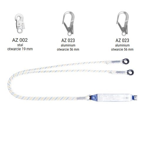 AW170/LB102 - Amortyzator bezpieczeństwa z podwójną linką i zatrzaśnikami AZ002, AZ023, AZ023