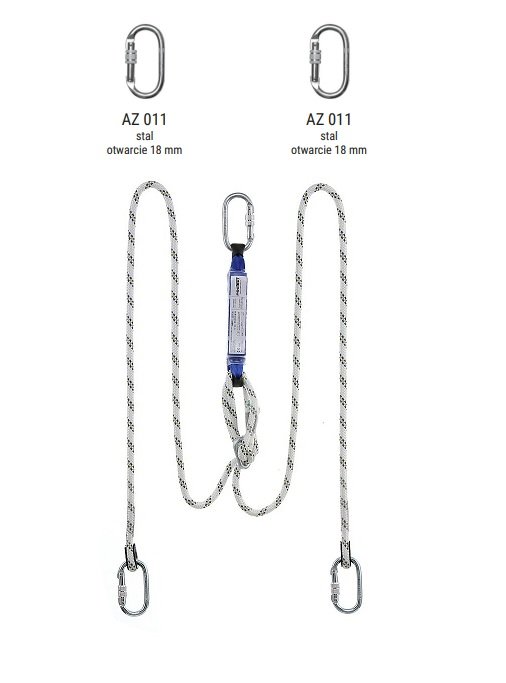 ABM/2LB100 - Amortyzator bezpieczeństwa z podwójną linką regulowaną i zatrzaśnikami AZ011, AZ011, AZ011